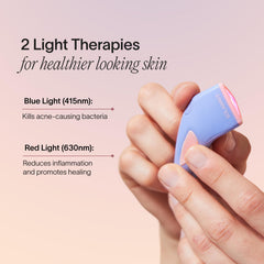 Solawave Bye Acne face wand held during at-home treatment