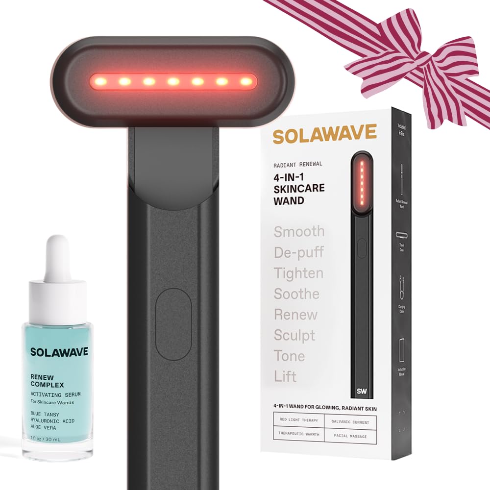 Solawave Radiant Renewal Wand close-up showing sleek design for easy at-home use.