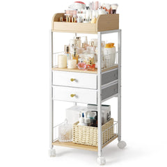 SOLIMINTR makeup organizer top compartments keep brushes and lipsticks neatly displayed for quick access.