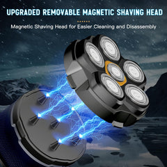 Solimpia shaver with removable magnetic head for easy cleaning.