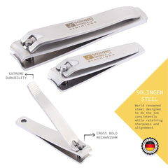 Solingen nail-clippers two-sizes in use for versatile nail care.