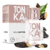 Solinotes Tonka perfume bottle closeup showing rich, inviting fragrance.