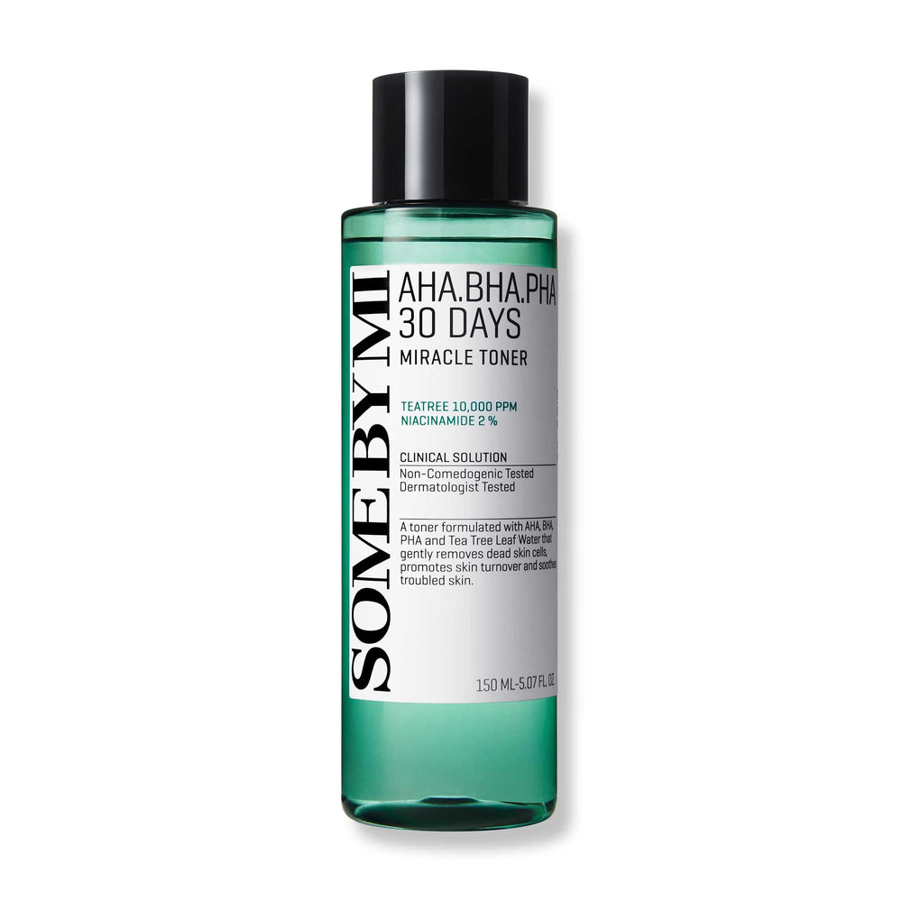 SOME BY MI Miracle Toner bottle closeup for smoother skin texture.