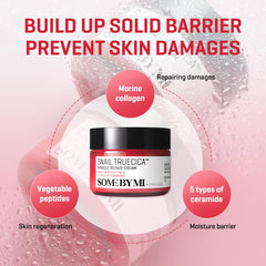SOME BY MI Snail Truecica application hand demonstrates smooth, quick-absorb routine.