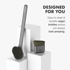 SONN Kabuki Brush Long Handle enables back coverage and hard-to-reach areas.