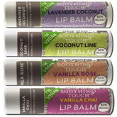 Soothing Touch Vegan Lip Balm tube shown for easy on-the-go hydration.