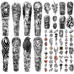 SOOVSY tatuajes temporales brazo completo con león realista para fiestas y eventos
