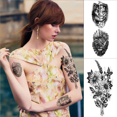 SOOVSY tatuajes temporales media brazo flores ornamentales para uso diario