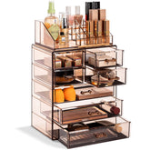 Sorbus acrylic makeup organizer 7-drawer vanity keeps brushes neat for easy morning routines.