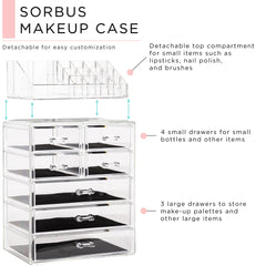 Sorbus acrylic makeup organizer brush and lipstick trays keep daily routine within reach