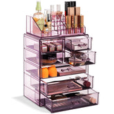 Sorbus clear cosmetic makeup organizer top view showing open compartments for easy access