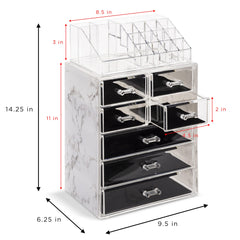 Sorbus clear makeup organizer top slots detachable view for upright storage