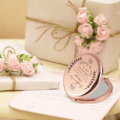 Soulpetals rose-gold compact mirror 2x magnification for precise makeup touch-ups.