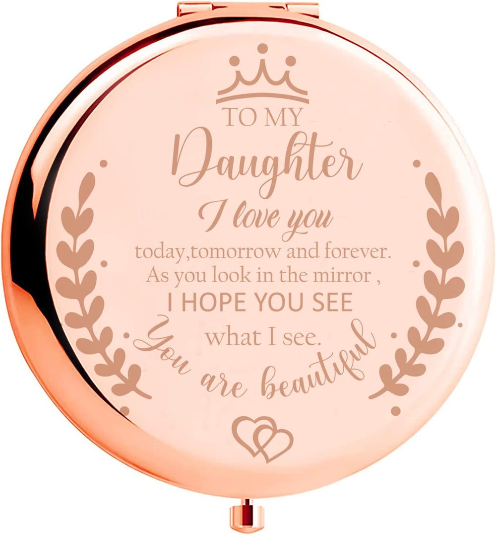 Soulpetals rose-gold compact mirror front view for quick on-the-go touch-ups