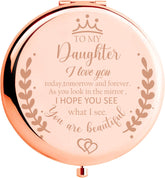 Soulpetals rose-gold compact mirror front view for quick on-the-go touch-ups