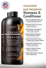 SOULSPA PURE hair thickening conditioner bottle suggests lasting fullness and easy styling.