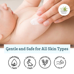 Southern Natural Goat Milk Lotion application on hands demonstrates fast-absorbing moisture.