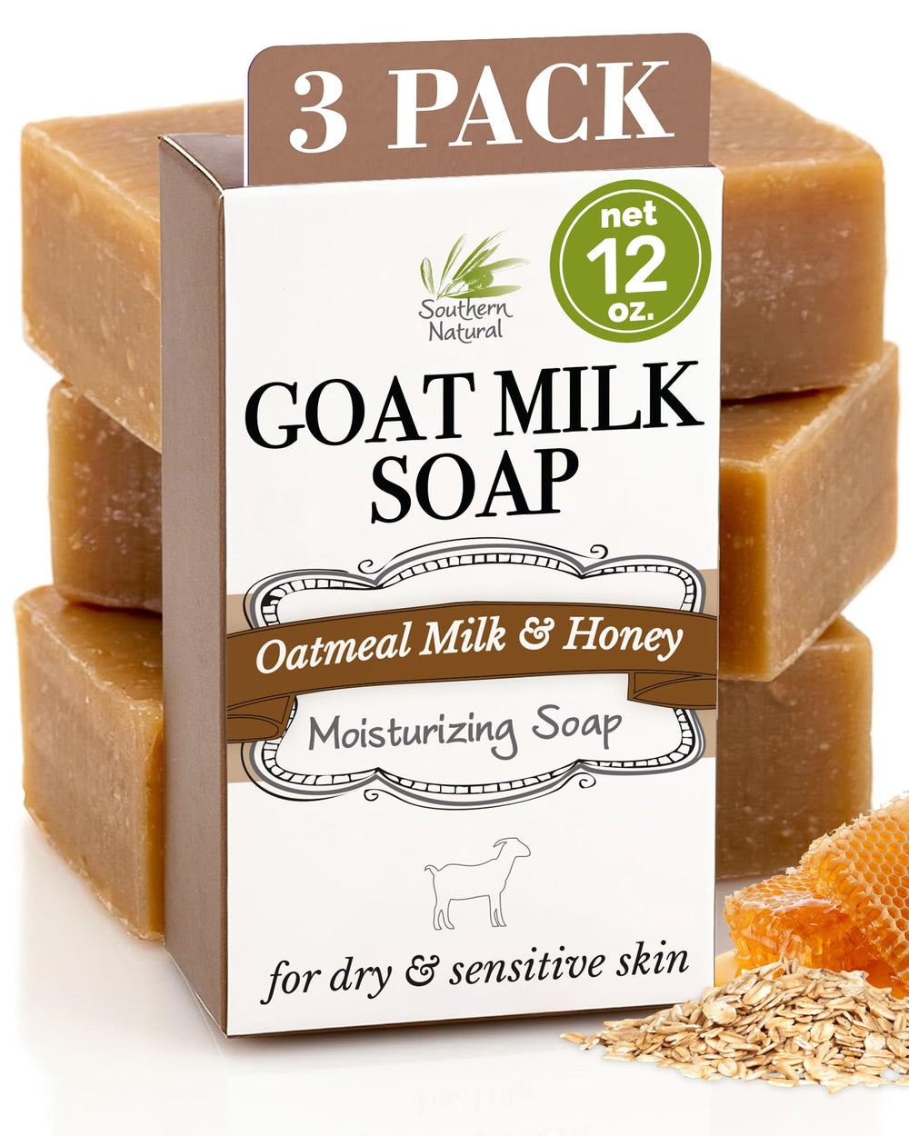 Southern Natural Goat Milk Soap Bar Wrapped is gift-ready and gentle for daily cleansing.
