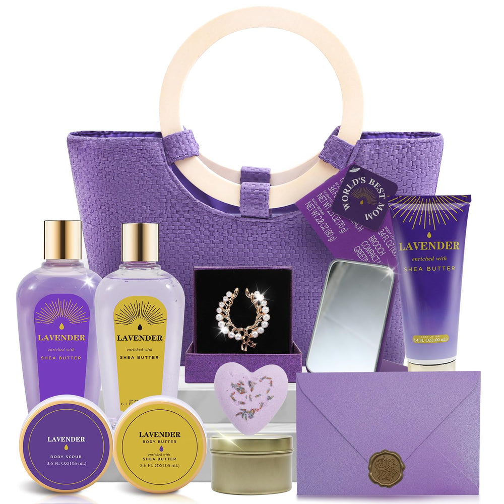 Spa Luxetique gift basket lavender 11pc with soothing lavender scent for relaxation rituals