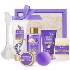 SPA LUXETIQUE WORLD lavender gift-set-box-front ideal for gifting and home spa rituals.