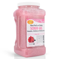 SPA REDI Sensual Rose Pumice Scrub Gel bottle angled for hydrating exfoliation and smooth skin