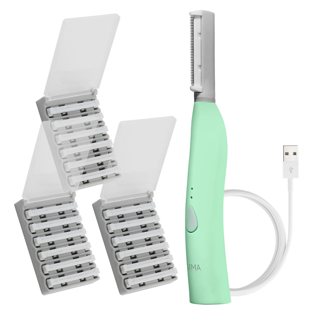 Spa Sciences SIMA dermaplane tool ready for at-home exfoliation and peach fuzz removal