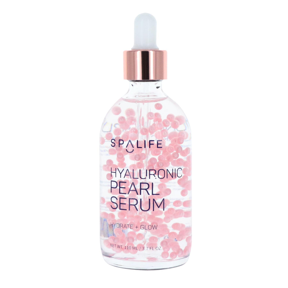 SpaLife face serum bottle close-up shows premium glow and simple daily hydration.