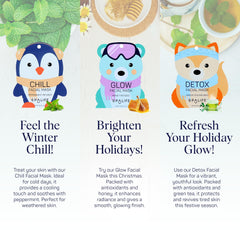 SpaLife Snow Buddies mask with green tea extract highlighting detox and soothing cleanse