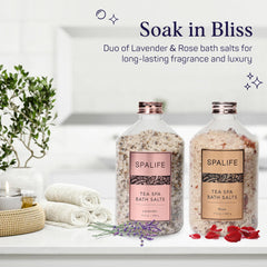 SpaLife Tea Spa rose jar showing rose petals for skin-soothing soak.