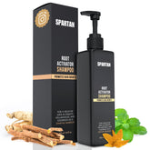 SPARTAN Root Activator Shampoo bottle front for daily scalp cleansing and healthier-looking hair.