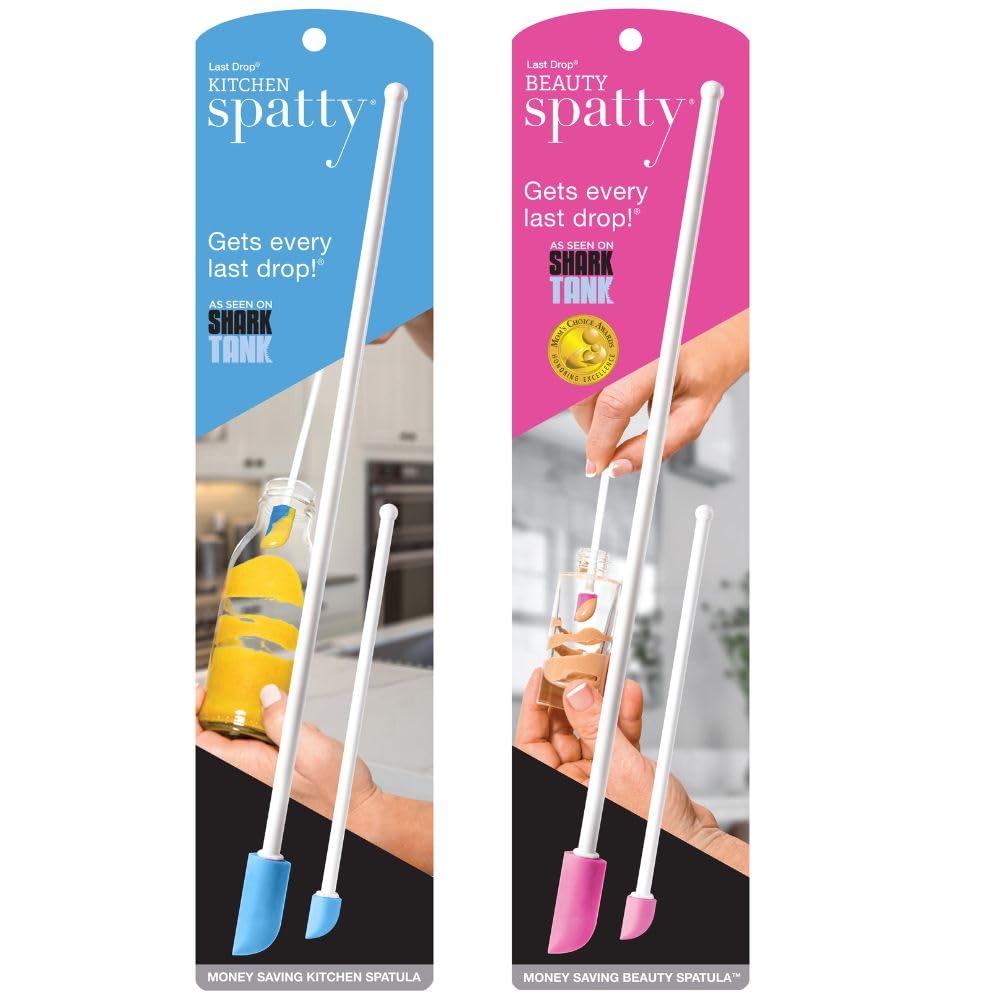 Spatty Daddy spatula 6inch blue compact precision for makeup scraping and saving product.