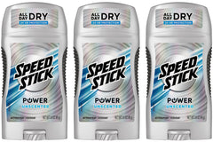 Speed Stick unscented antiperspirant stick shows powdery texture for all-day dryness.