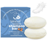 Spiraleaf unscented shampoo bars pack front, travel-ready moisture for all hair types.