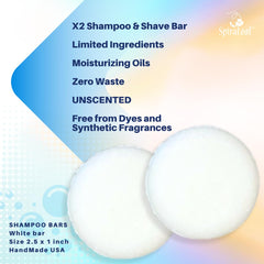 Spiraleaf unscented shampoo bars ingredients close-up, panthenol and natural oils for gentle conditioning.
