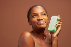 Spongeables sponge textured side ready for gentle exfoliation