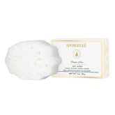 SPONGELLÉ Freesia Pear Pedi-Buffer bottle with built-in cleanser for at-home spa foot care.