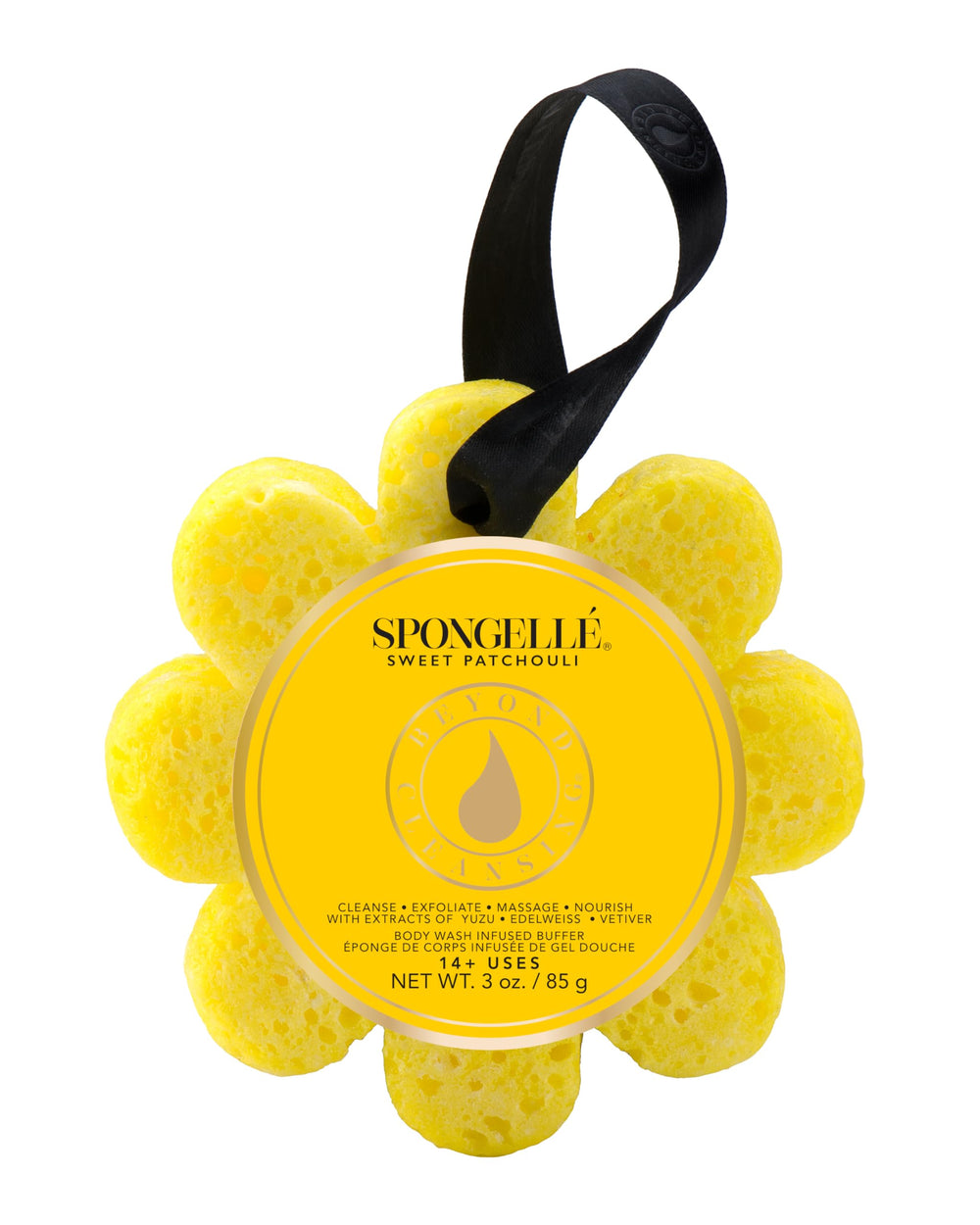 SPONGELLÉ Sweet Patchouli Wild Flower built-in wash buffer for spa-like cleansing.