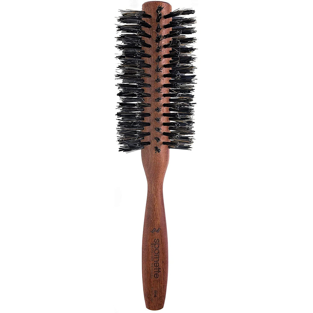 Spornette Italian round brush with 2.25-inch diameter adds lift during blowouts.