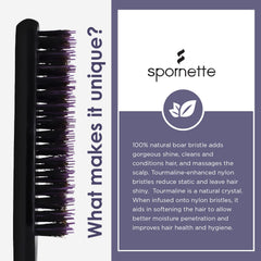 SPORNETTE tourmaline nylon bristles close-up demonstrates anti-static smoothing