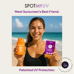 SpotMyUV Dermatrue skin-mimic technology demonstrates real-time protection visualization.