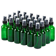 SprayDroplet green 2oz glass bottle front view for portable skincare samples.