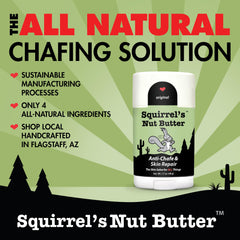 Squirrel's Nut Butter on thigh area reduces friction for runners.