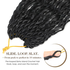 Srcdtvlk boho island twist crochet hair 24in pre-looped install enables quick setup.