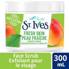 St. Ives Fresh Skin Apricot Scrub texture closeup highlights gritty walnut powder and apricot beads.