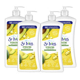 St. Ives hydrating hand and body lotion pack4 bottles deliver daily moisture for dry skin.