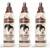 Sta-Sof-Fro Hair Spray bottle pour shows easy-to-use detangler action for smooth comb-out.