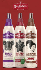Sta-Sof-Fro Hair Spray Lanolin Infused bottle highlights moisture for dry hair.