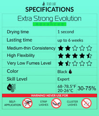 STACY LASH Extra Strong Evolution black adhesive closeup reveals a seamless bond line.