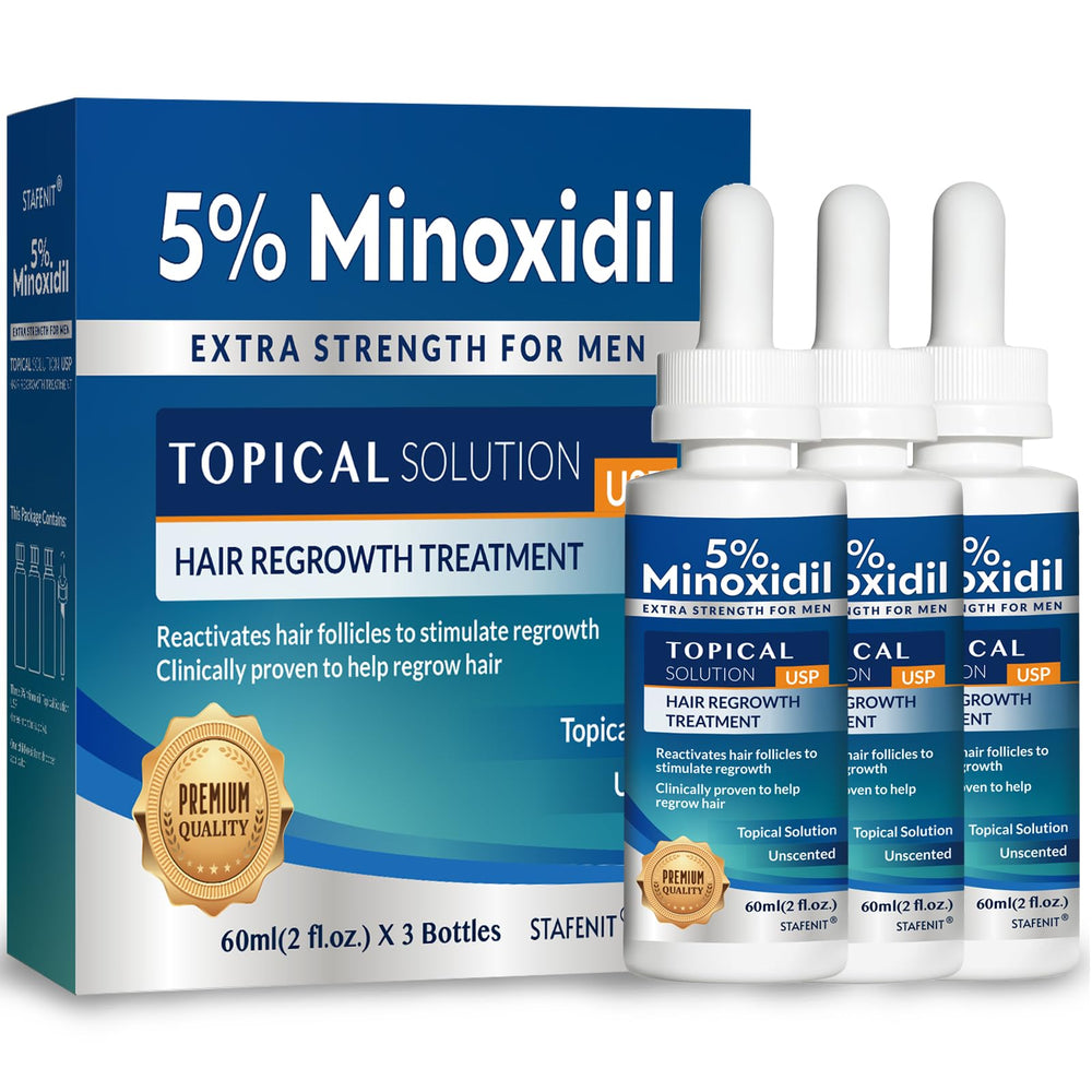 Stafenit 5% minoxidil bottle for targeted scalp regrowth with daily use