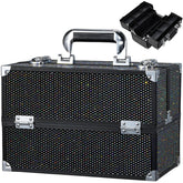 Stagiant makeup train case in diamond black with spacious interior for organized cosmetics on the go.